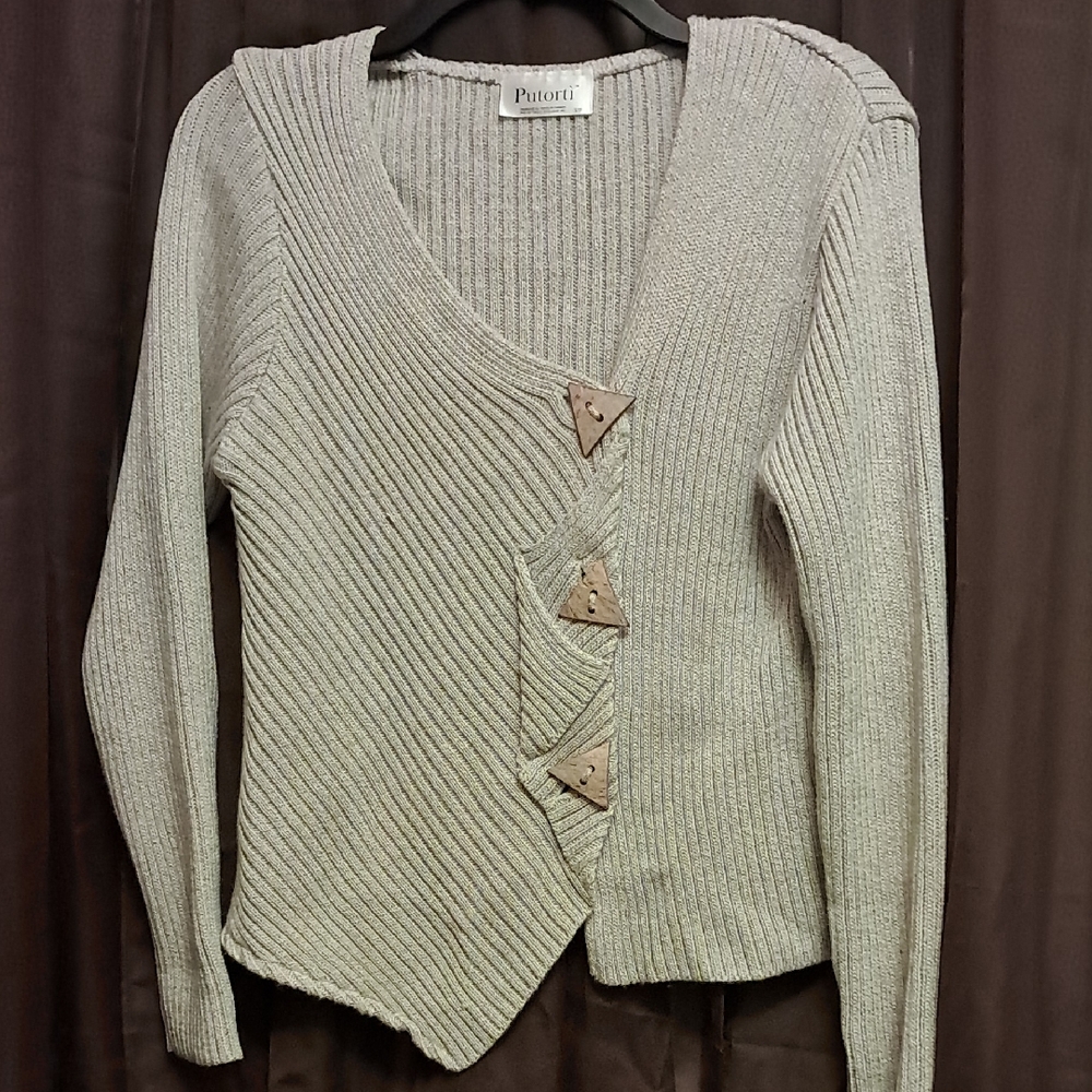 Cotton-blend Button Front Long-sleeved Sweater
